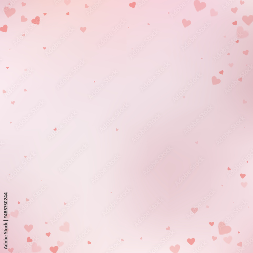 Red heart love confettis. Valentine's day vignette