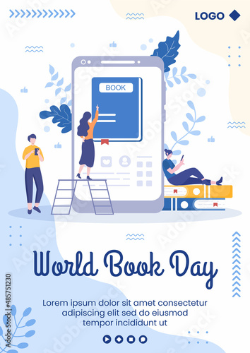 World Book Day Flyer Template Flat Design Education Illustration Editable of Square Background Suitable for Social Media or Web Internet Ads