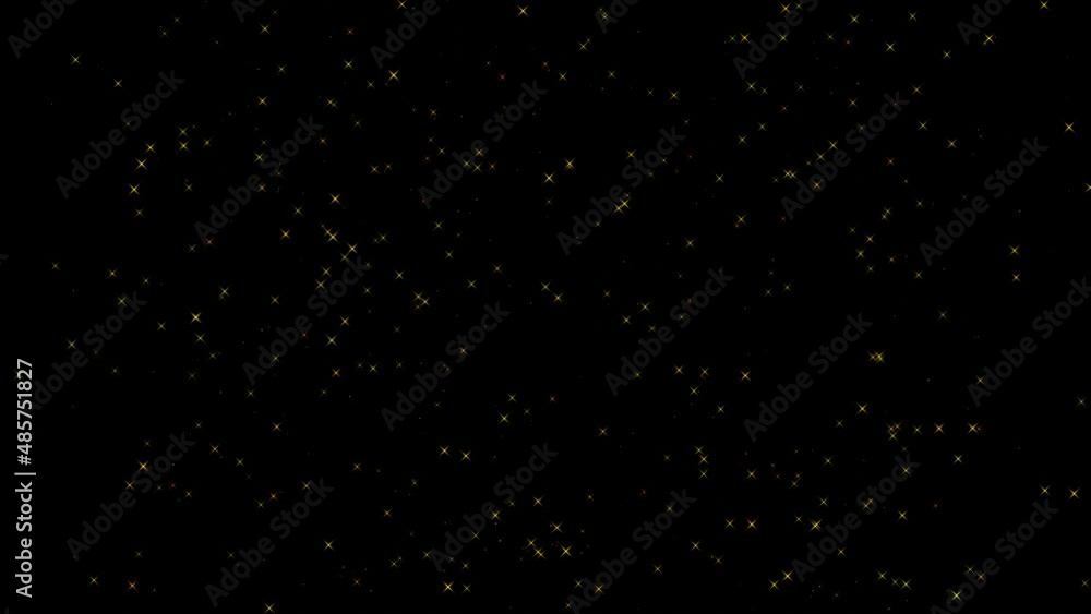 Abstract Gold Particles. Slow motion of abstract gold particles on black background. Glitter lights Background, celebration events Background. 3D rendering