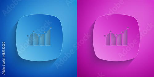 Paper cut Financial growth increase icon isolated on blue and purple background. Increasing revenue. Paper art style. Vector