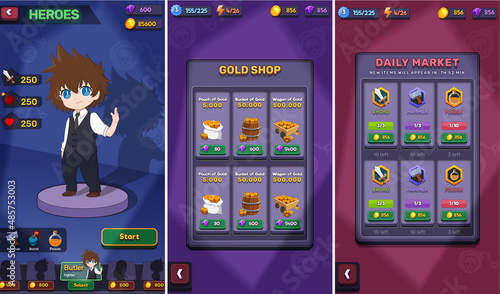 Action Game Ui Kit Menus, pop up, screens and Game elements 