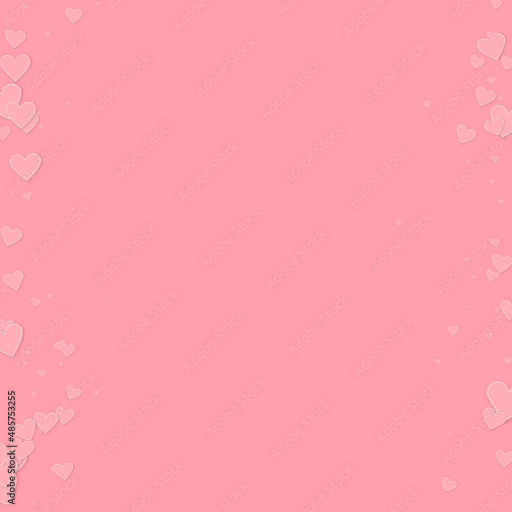 Pink heart love confettis. Valentine's day borders