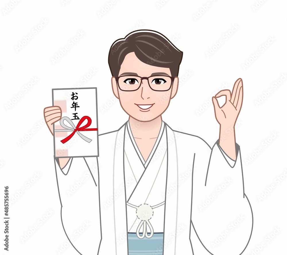 白い羽織袴の男性