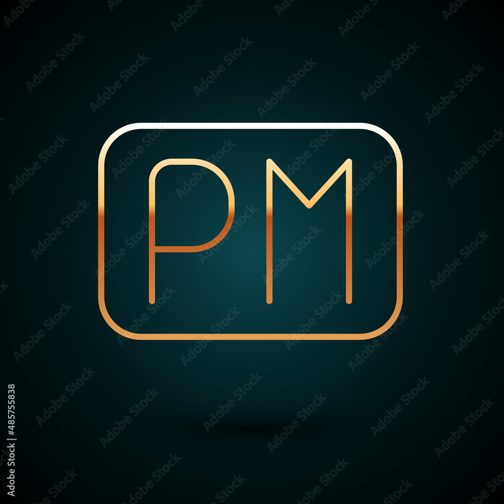 Gold line Day time icon isolated on dark blue background. Time symbol. Vector Gold line Day time icon isolated on dark blue background. Time symbol. Vector