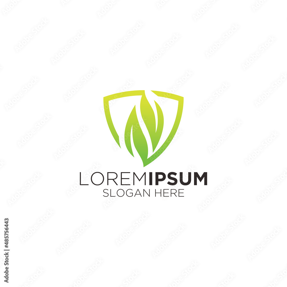 Fototapeta premium simple modern shield leaf logo