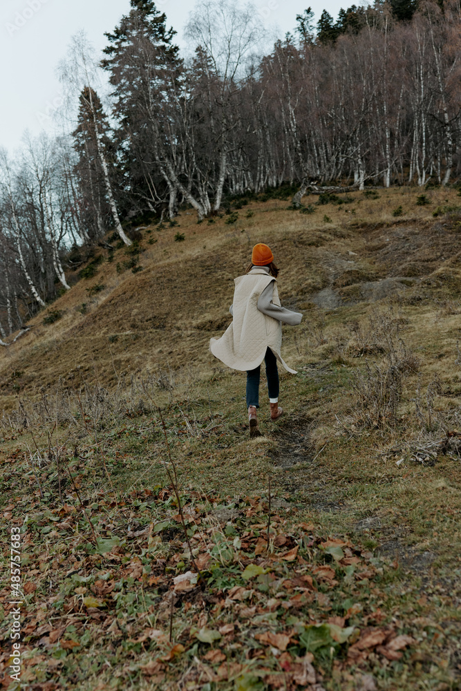 tourist in the autumn forest walk fresh air travel landscape tourist in the autumn forest walk fresh air travel landscape