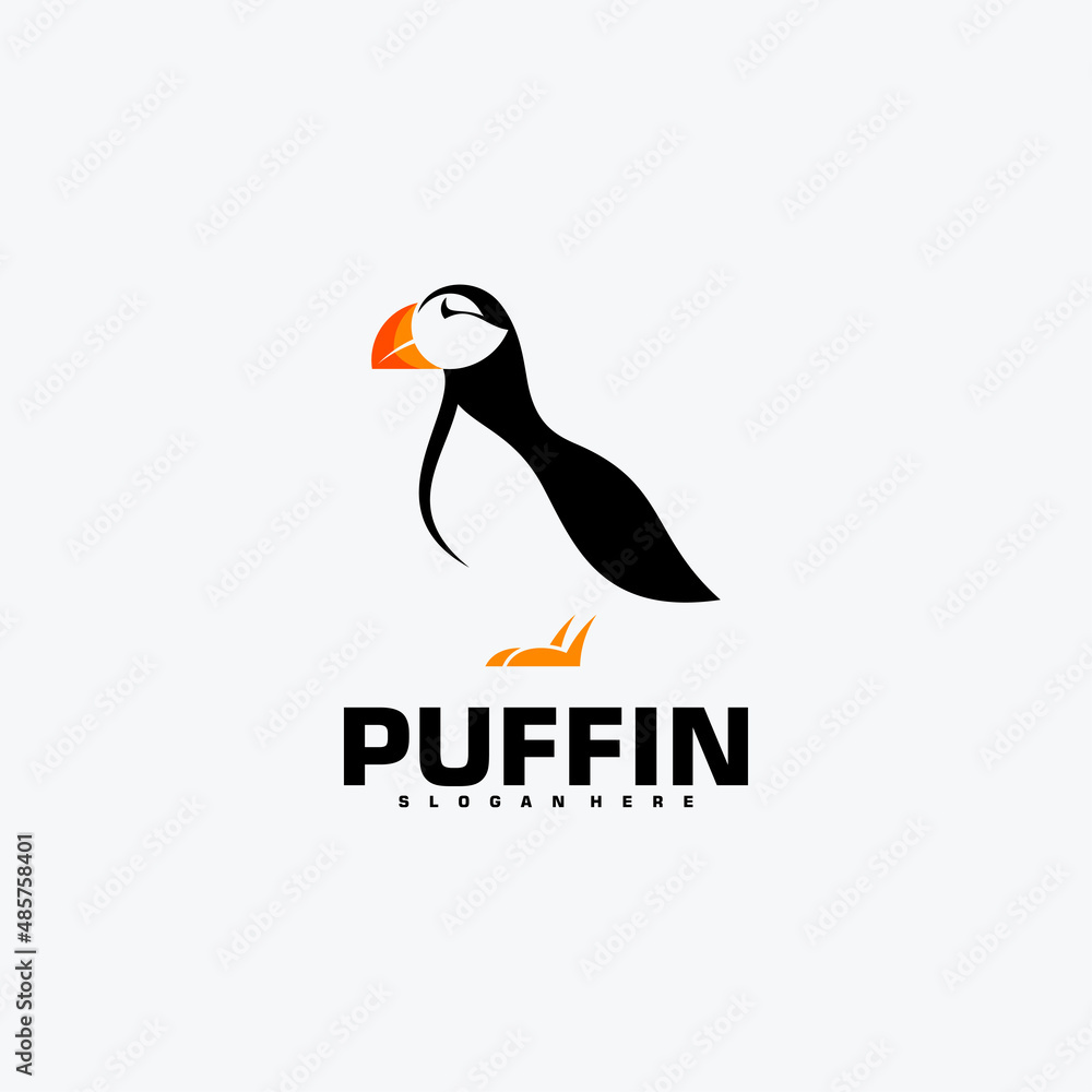 Obraz premium Puffin Bird Logo Vector Design. Animal Logo Concept. Creative Design Template 