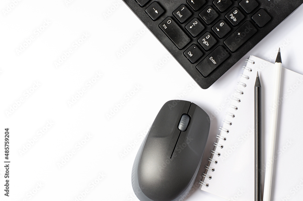Computer mouse and keyboard on a white background. Copy space Computer mouse and keyboard on a white background. Copy space