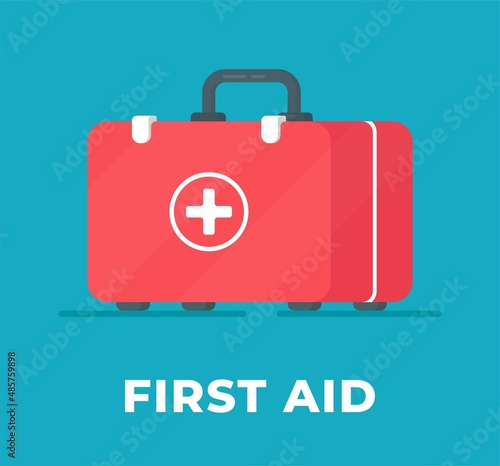 Vector illustration first aid isolated on a blue background. Hospital icon. 