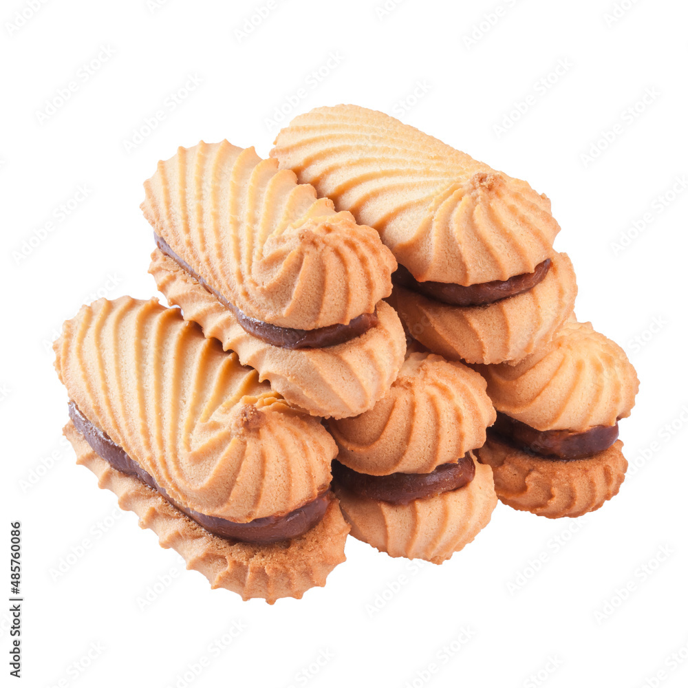 Stack of crunchy shortbread sandwich cookies with boiled condensed milk Stack of crunchy shortbread sandwich cookies with boiled condensed milk