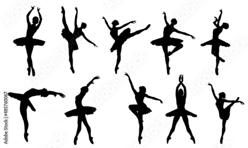 Fotografi Ballerina Silhouette over White Studio Background