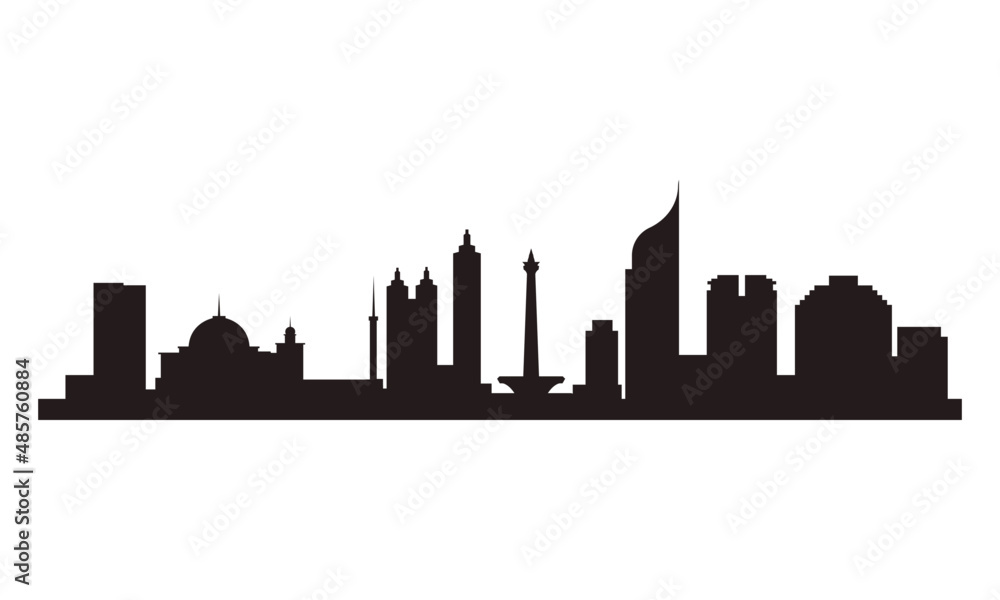 jakarta city silhouette isolated on white background