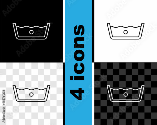 Set line Washing under 30 degrees celsius icon isolated on black and white, transparent background. Temperature wash. Vector