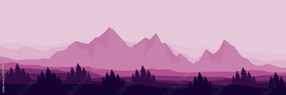 mountain landscape flat design vector illustration good for wallpaper, backdrop, background, web banner, and design template