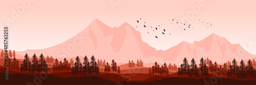 mountain landscape flat design vector illustration good for wallpaper  backdrop  background  web banner  and design template