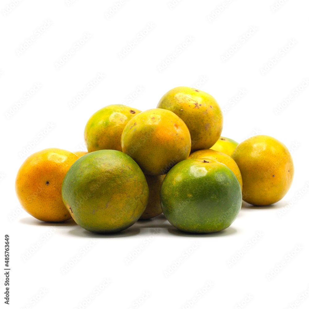 pile of organic tangerine on white background. pile of organic tangerine on white background.