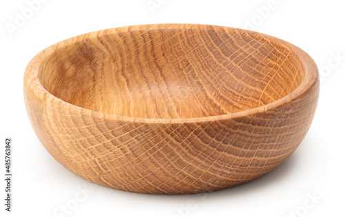 empty wooden bowl isolated on white background. clipping path
