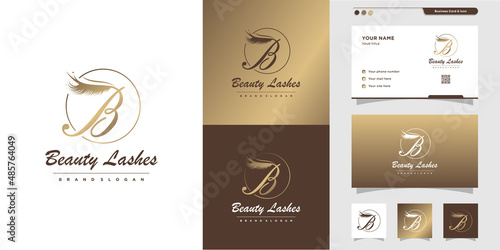 Eyelash logo with letter B style Premium Vector