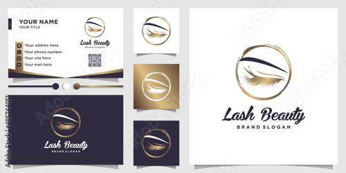 Eyelash logo with creative and unique style Premium Vector