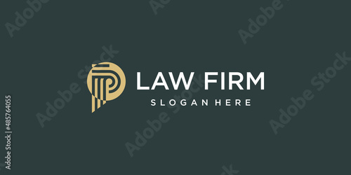 Law logo with letter P style Premium Vector