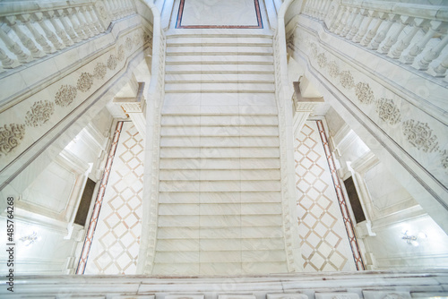 Staircase on the interior of the Palace of the Parliament, Bucharest, Muntenia Region, Romania