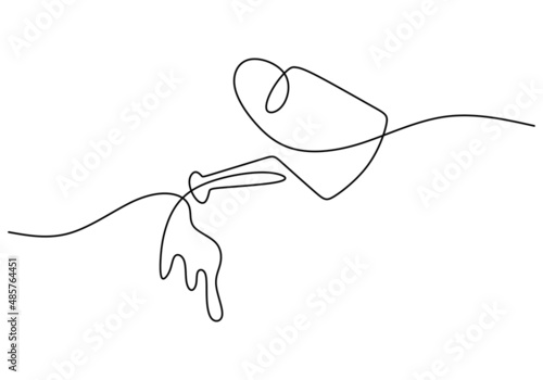 One continuous single line of water sprinkler isolated on white background.