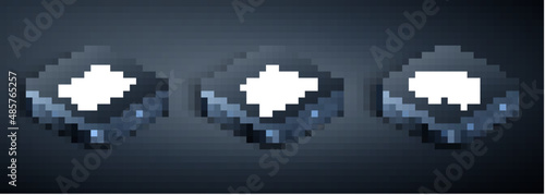 Set Isometric Bacteria on laptop, Human head and a radiation and Test tube and flask chemical icon. Vector