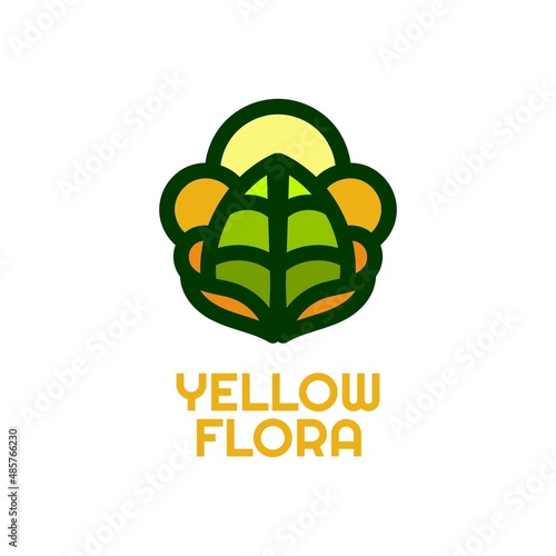 yellow flora flower nature logo concept design illustration