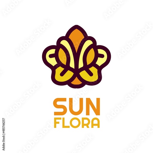sun flora flower nature logo concept design illustration