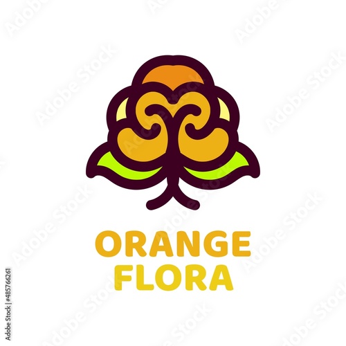 orange flora flower nature logo concept design illustration