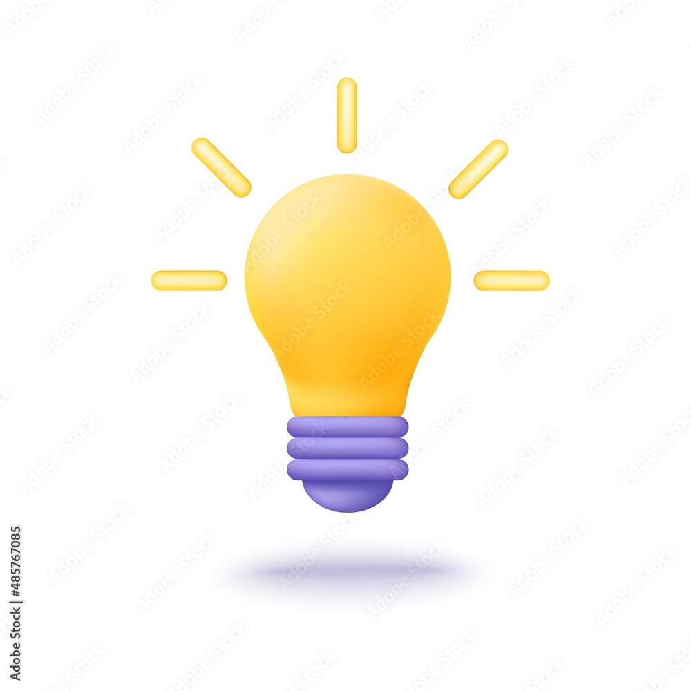 3d cartoon light bulb icon. 3d cartoon light bulb icon.