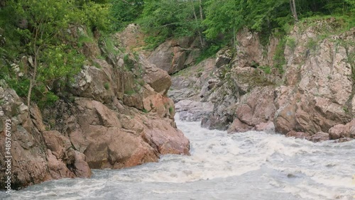 The Caucasus Mountains, Adygeya. Belaya river in the Granite gorge. photo