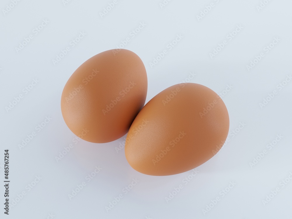 3D rendering Two chicken eggs isolated on white background 3D rendering Two chicken eggs isolated on white background