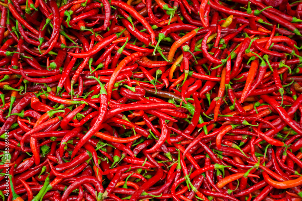 Red Chillies at the market in Dalyan, Mugla Province, Turkey, Eastern Europe