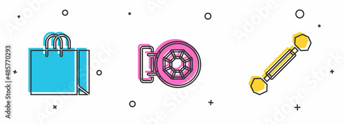 Set Shopping bag jewelry, Jewelry store and Piercing icon. Vector