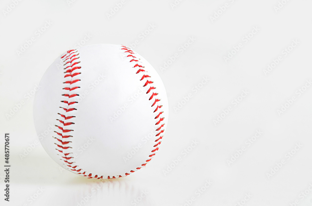 A single baseball on white background. Selective focus points A single baseball on white background. Selective focus points