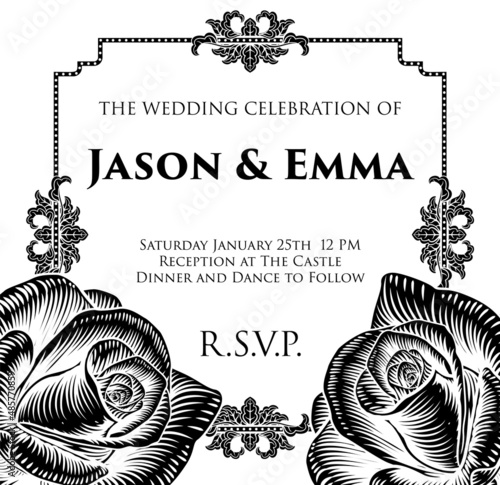 Roses Flowers Wedding Invit...