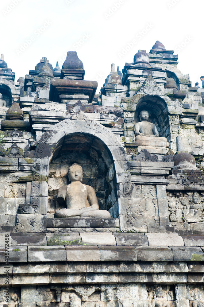 Stone Buddhas at Borobudur Temple, Yogyakarta, Java, Indonesia, Asia