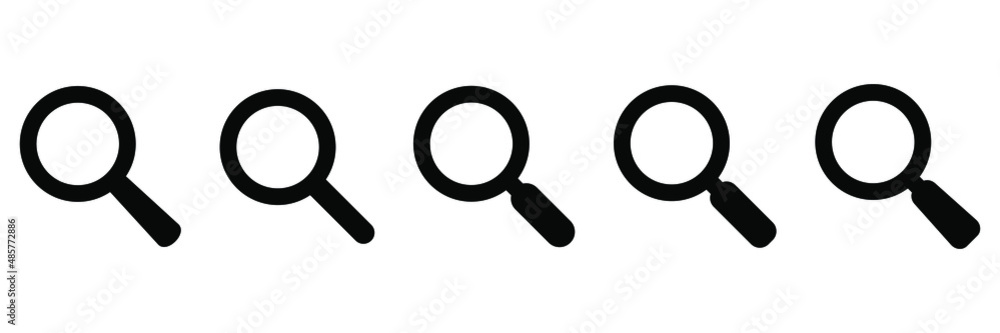 Search icon. Magnifying glass icon, vector magnifier or loupe sign. Search icon. Magnifying glass icon, vector magnifier or loupe sign.