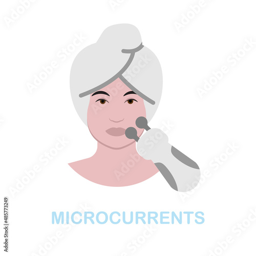 Microcurrents flat icon. Colored element sign from cosmetology collection. Flat Microcurrents icon sign for web design, infographics and more.