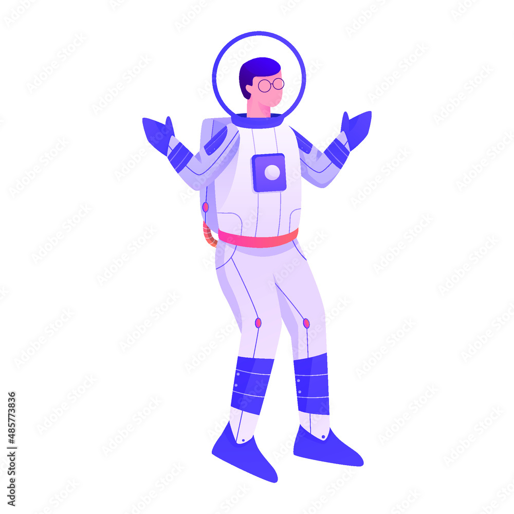 Standing Astronaut with Two HandIllustration