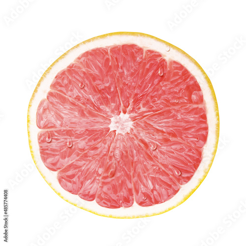Juicy fresh cross section, transection of pomelo, grapefruit with whtie background 