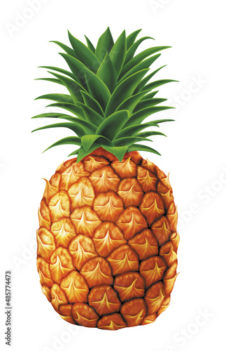 Juicy fresh water drops of pineapple with white background