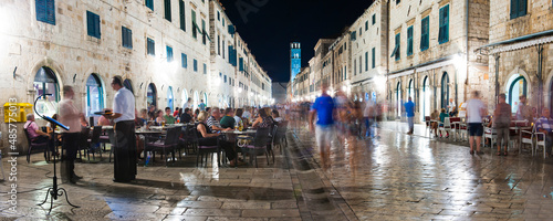 Panoramic photo of the Franciscan Monastery in Dubrovnik Old Town at night, Croatia photo