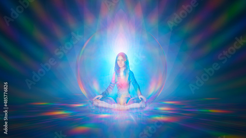Fotografi 3d illustration multicolored astral world of sacred geometry