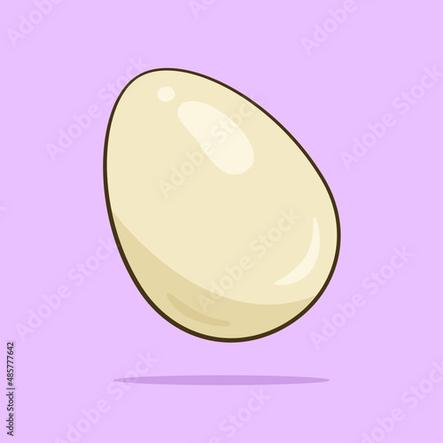 White chicken egg with shadow and background. Vector. Cartoon	