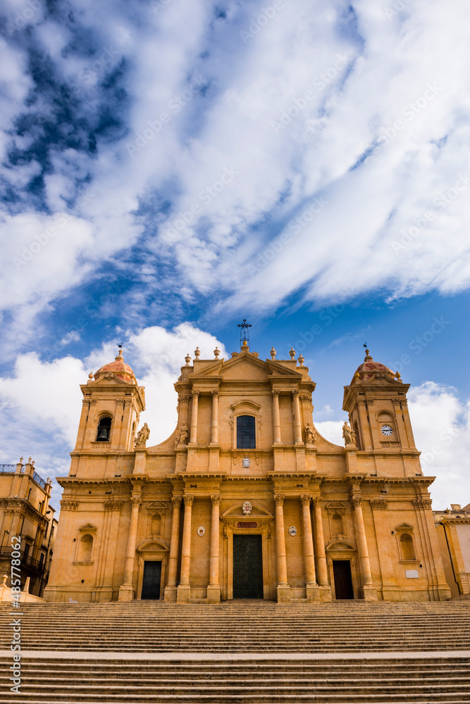 Duomo (Noto Cathedral, St Nicholas Cathedral, Cattedrale di Noto) in the UNESCO World Heritage Site listed town of Noto, Sicily, Italy, Europe
