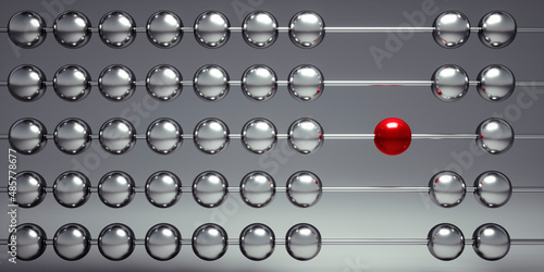 Red and  silver abacus closeup, concept of finance and business - 3D illustration