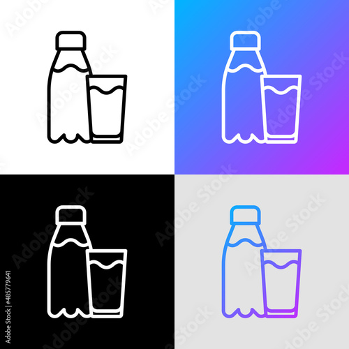 Water bottle and drinking glass thin line icon. Modern vector illustration.