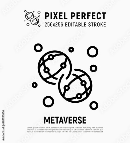 Metaverse thin line icon. Virtual reality. Pixel perfect, editable stroke. Vector illustration.
